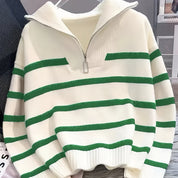 Perrine Duchamp | Striped Quarter-Zip Sweater For Women