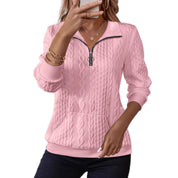 Roxane Fontenelle | Quilted Half-Zip Pullover Sweater For Women