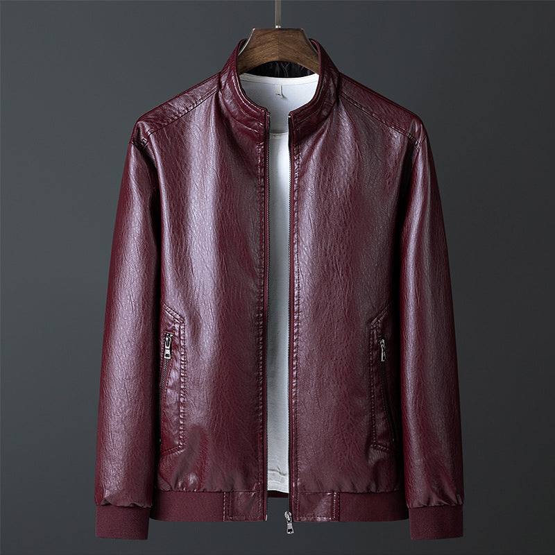 Orrin Kempcombe | Stand-Collar Leather-Look Jacket For Men
