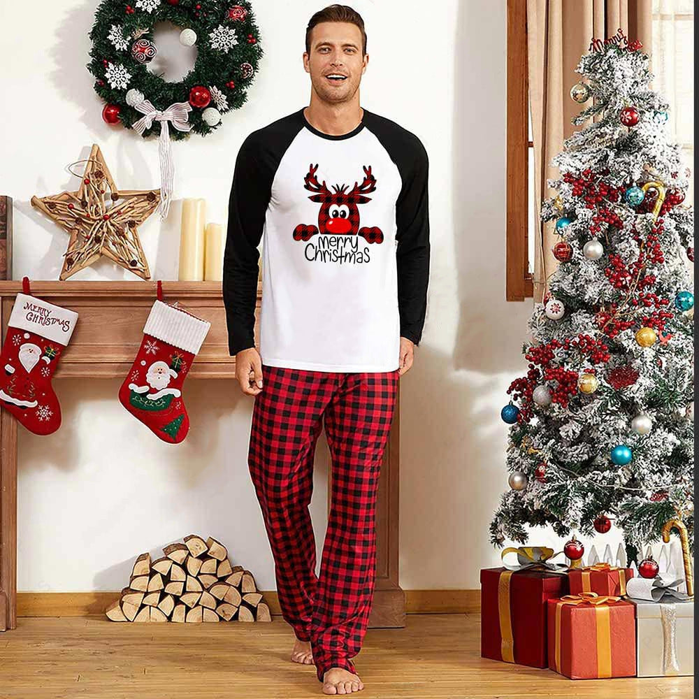 Snowy Berry | Red Plaid Reindeer Christmas Pajamas Unisex & Family