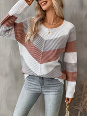 Nathalie Osgood | Colorblock Chevron Knit Sweater For Women