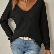 Camryn Ashwood | Openwork V-Neck Sweater For Women
