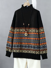 Thea Windmore | Vintage Jacquard Loose-Fit Sweater For Women