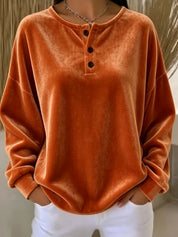 Amelinda Voscroft | Velvet Button Sweatshirt For Women