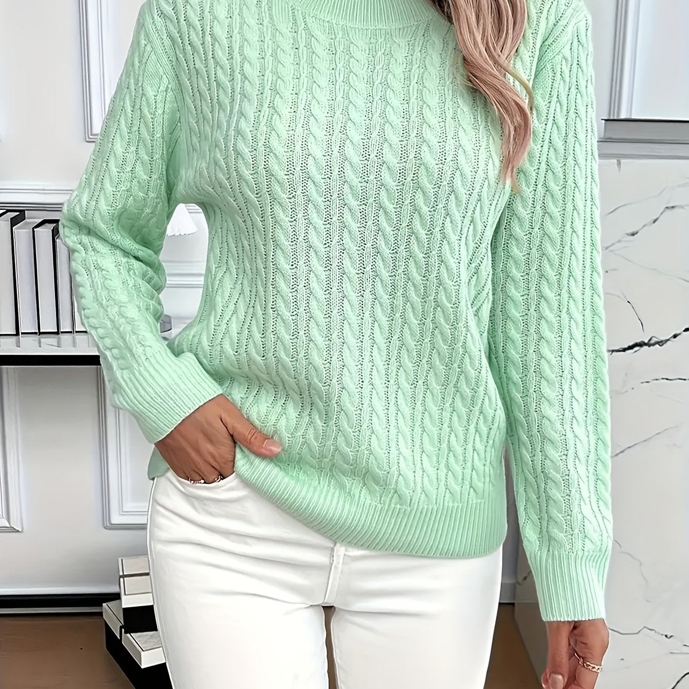 Simone Aldridge | Cable-Knit Round Neck Sweater For Women