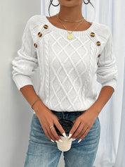Isabeau Chevalier | Textured Button Sweater For Women