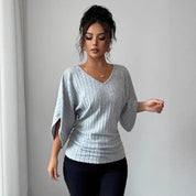 Corinne Lambert | Ribbed Knit V-Neck Top For Women