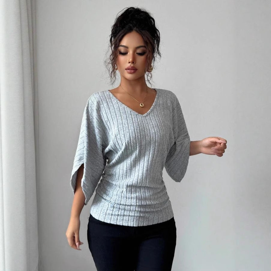 Corinne Lambert | Ribbed Knit V-Neck Top For Women