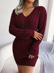 Margot Delahaye | Cable-Knit Peplum Sweater Mini Dress For Women