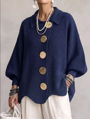 Gentry Colewood | Scalloped Hem Collared Button Cardigan For Women