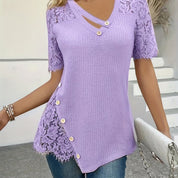 Ophélie Vasnier | Waffle Knit Top With Lace-Trimmed Sleeves