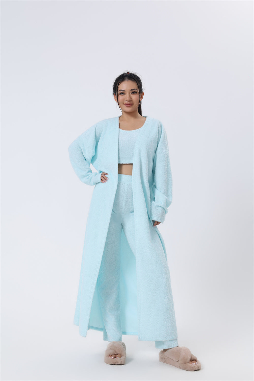 Brianna Vossmore | Fluffy 3-Piece Lounge Set For Women