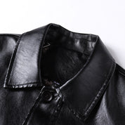 Ike Langbridge | Shirt-Collar Leather-Look Jacket For Men