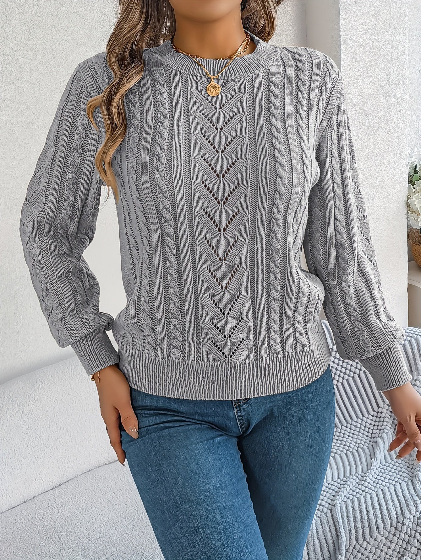 Camilla Winterbourne | Cable-Knit Textured Sweater For Women