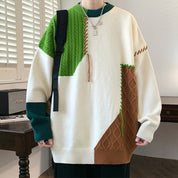 Abel Goldley | Patchwork Knit Crew Neck Sweater For Men