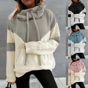 Aurelie Chastenet | Color Block Cowl Neck Sweater With Drawstring For Women