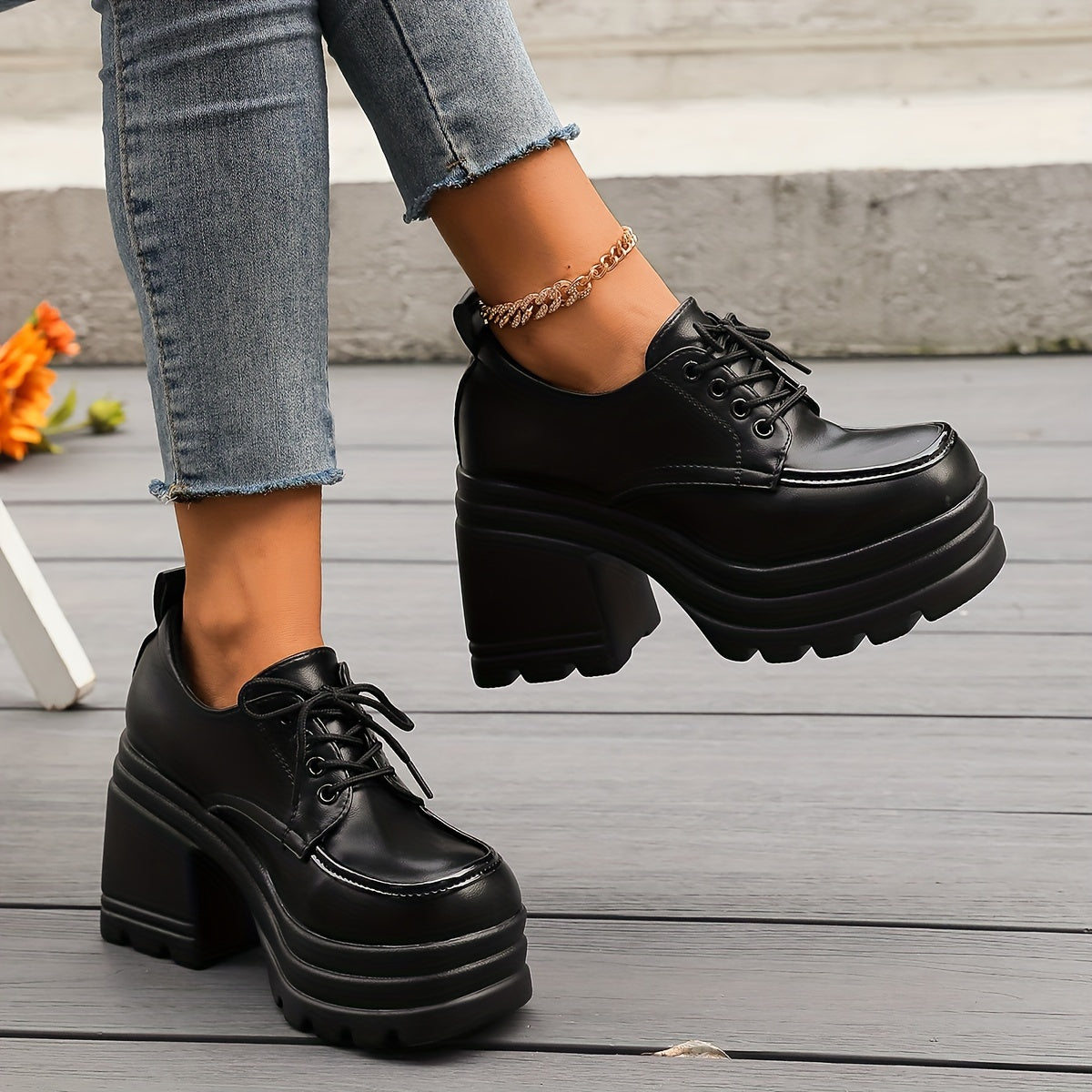 Rosalind Dunmore | Chunky Platform Lace-Up Oxford Heels For Women