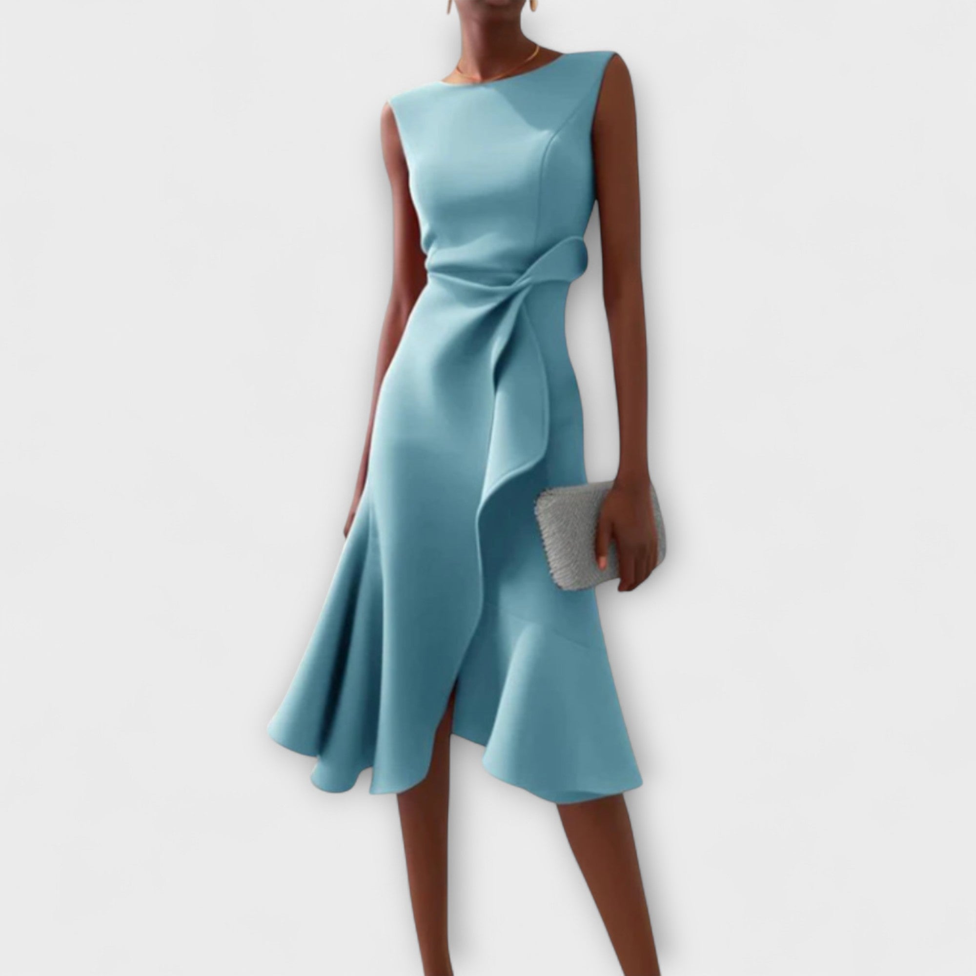Sylvaine Beaumont | Red Sleeveless Asymmetric Draped Midi Dress