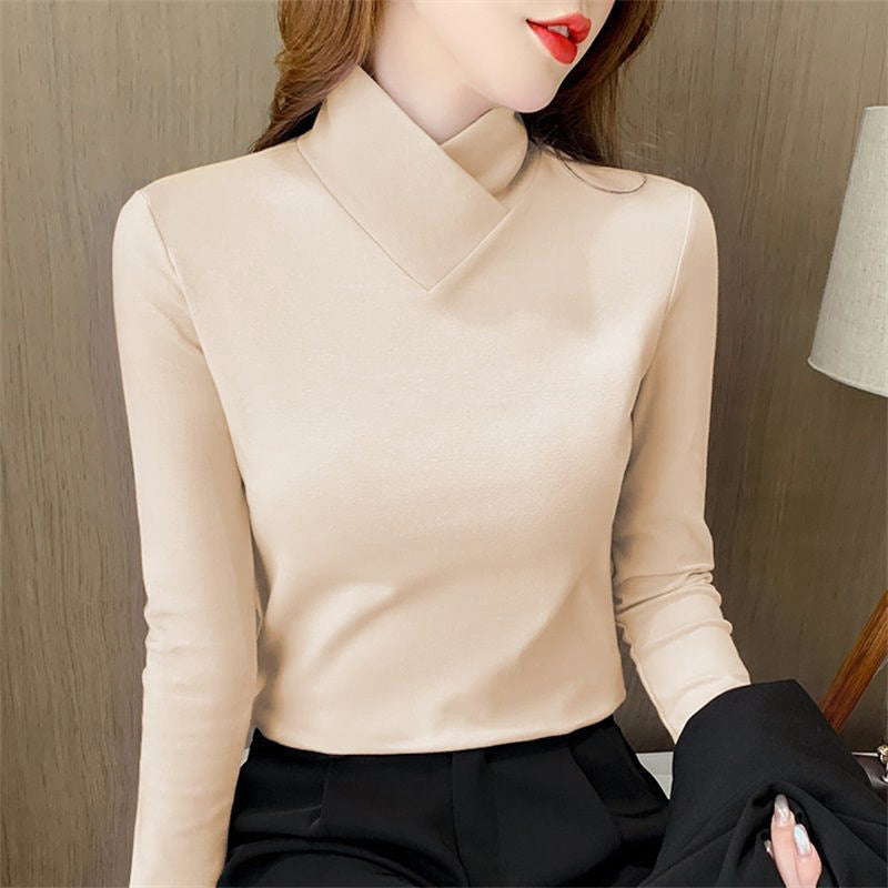 Lou Braydale | Crossover V-Neck Turtleneck Top For Women