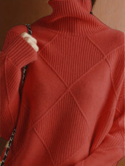 Josephine Alderidge | Diamond-Knit Turtleneck Sweater For Women