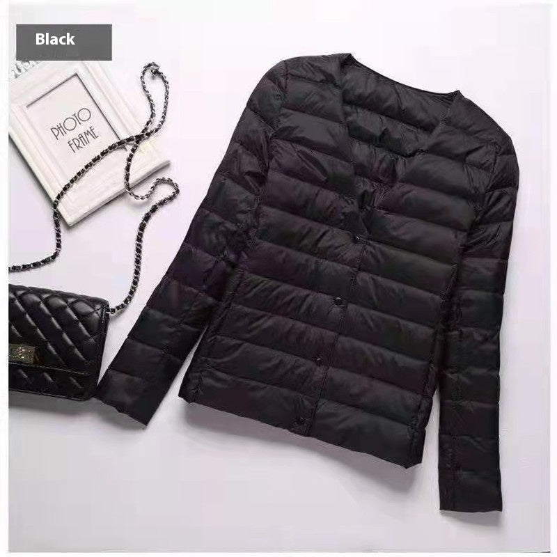 Hollis Brookhaven | Cream Lightweight Collarless Puffer For Women