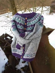 Anouk Beaulieu | Color-Block Fair Isle Knit Cardigan For Women