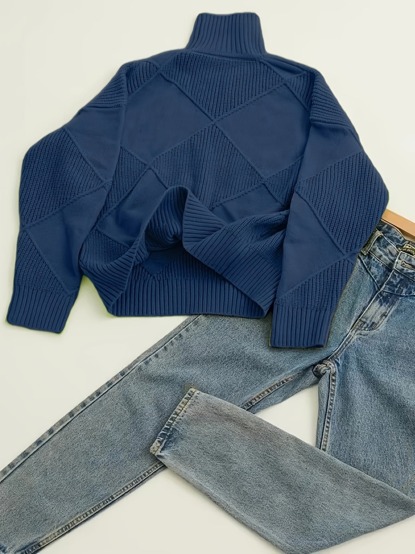Josephine Alderidge | Diamond-Knit Turtleneck Sweater For Women