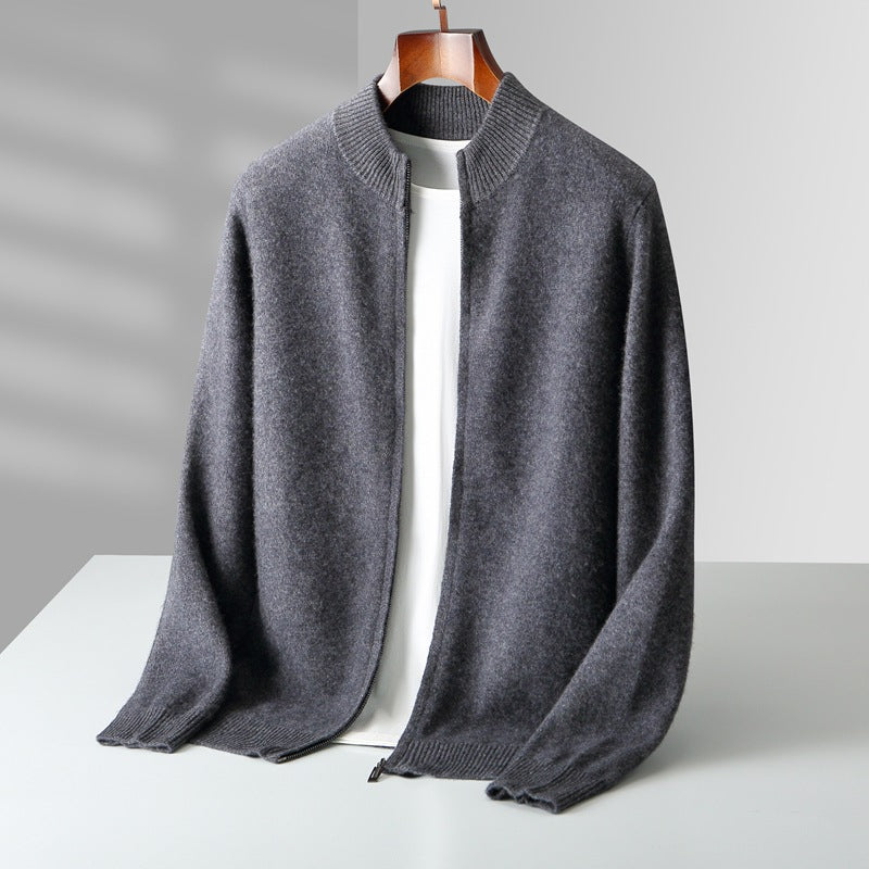 Tucker Whitwood | Zip-Up Stand Collar Knit Cardigan For Men