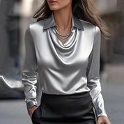 Dominique Vaillant | Satin Cowl Blouse For Women