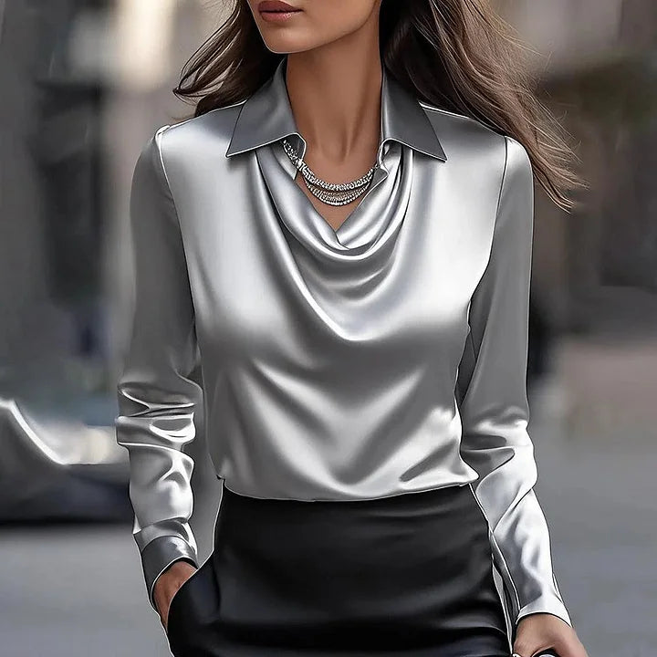 Dominique Vaillant | Satin Cowl Blouse For Women
