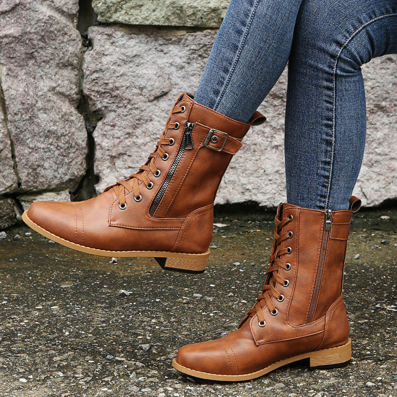 Collins Maldale | Lace-Up Side Zip Ankle Boots For Women