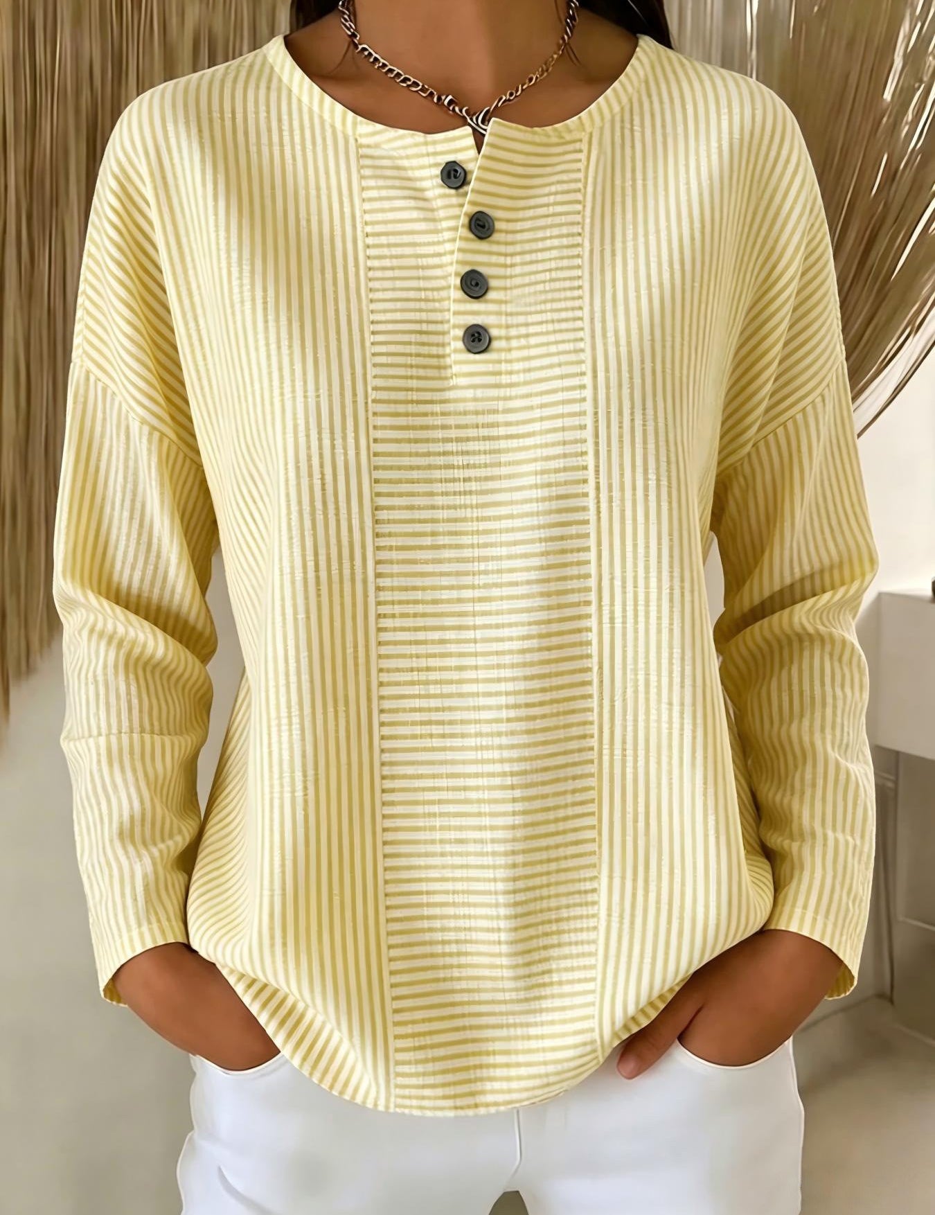 Genevieve Lacroix | Striped Long-Sleeve Blouse For Women