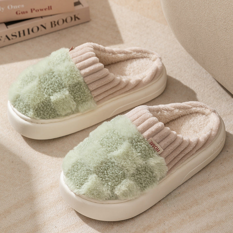 Colette Winbourne | Plaid Plush House Slippers For Women