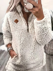 Vanessa Colbert | Plush Half-Zip Sherpa Pullover Sweater For Women
