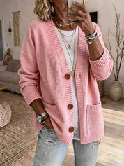 Aurora Pendleton | Oversized V-Neck Button Knit Cardigan For Women