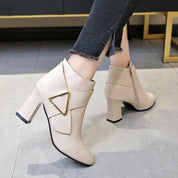Simone Lefebvre | Pointed Toe Block Heel Ankle Boots For Women