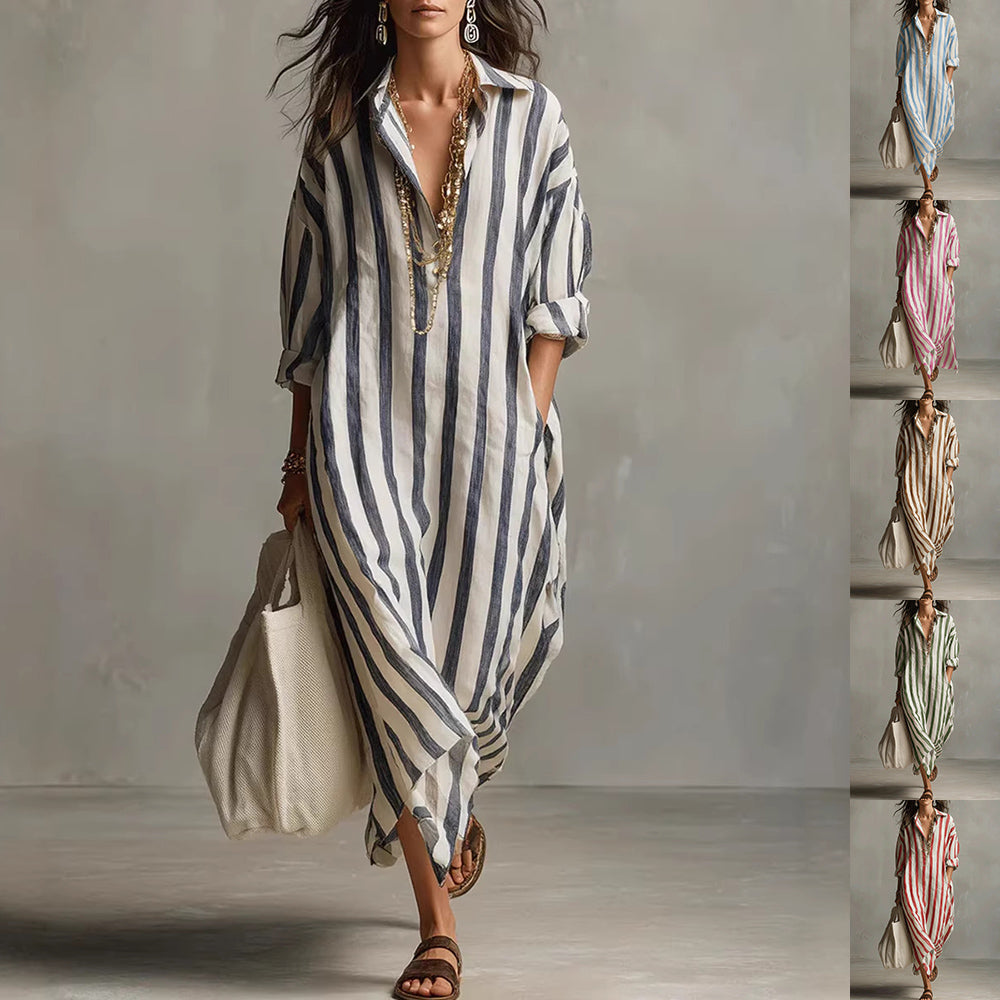 Thérèse Delannoy | Striped Shirt Maxi Dress For Women