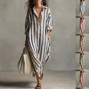 Thérèse Delannoy | Striped Shirt Maxi Dress For Women