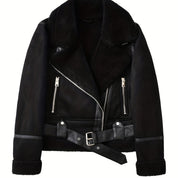 Noelle Dumont | Shearling Belted Leather Jacket For Women