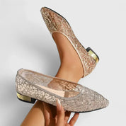 Arabella Kensington | Gold Lace Orthopedic Flat Loafers