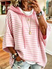 Corinne Halstead | Striped Hooded Pullover Hoodie For Women