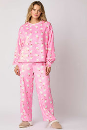 Clementine Rousset | Santa Claus Print Flannel Pajama Set For Women