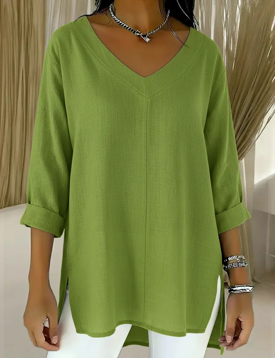 Flannery Dalshaw | Red Loose V-Neck Knit Sweater For Women