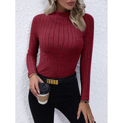 Vanessa Colombier | Ribbed Mock Neck Long Sleeve Top For Women