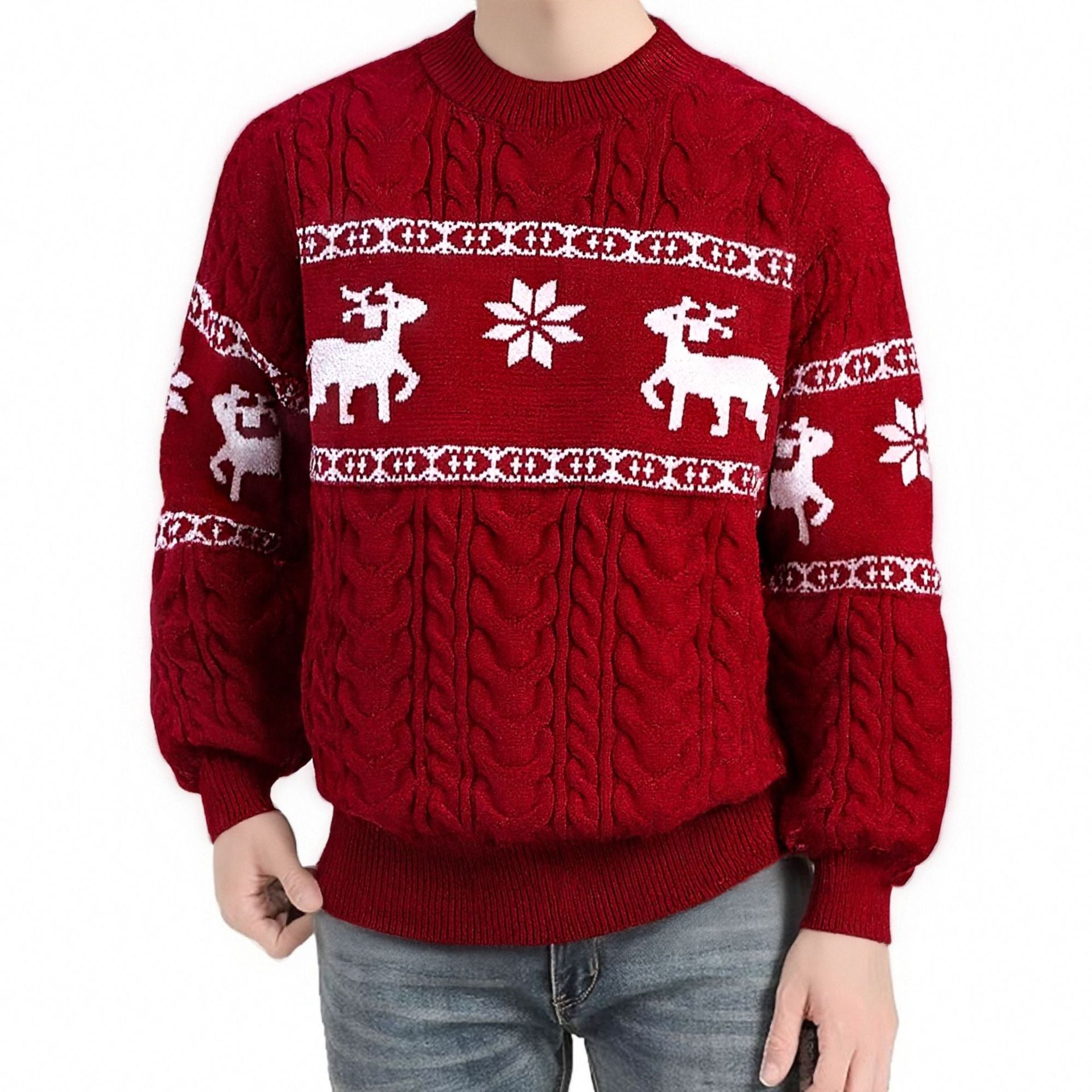 Nutcracker | Red Reindeer Fair Isle Christmas Sweater For Men