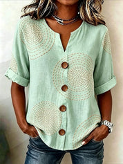 Antonella Marchese | Embroidered Floral Button-Up Blouse For Women