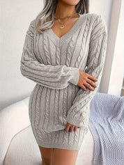 Margot Delahaye | Cable-Knit Peplum Sweater Mini Dress For Women