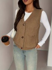 Naomi Chastellain | Buttoned V-Neck Sweater Vest