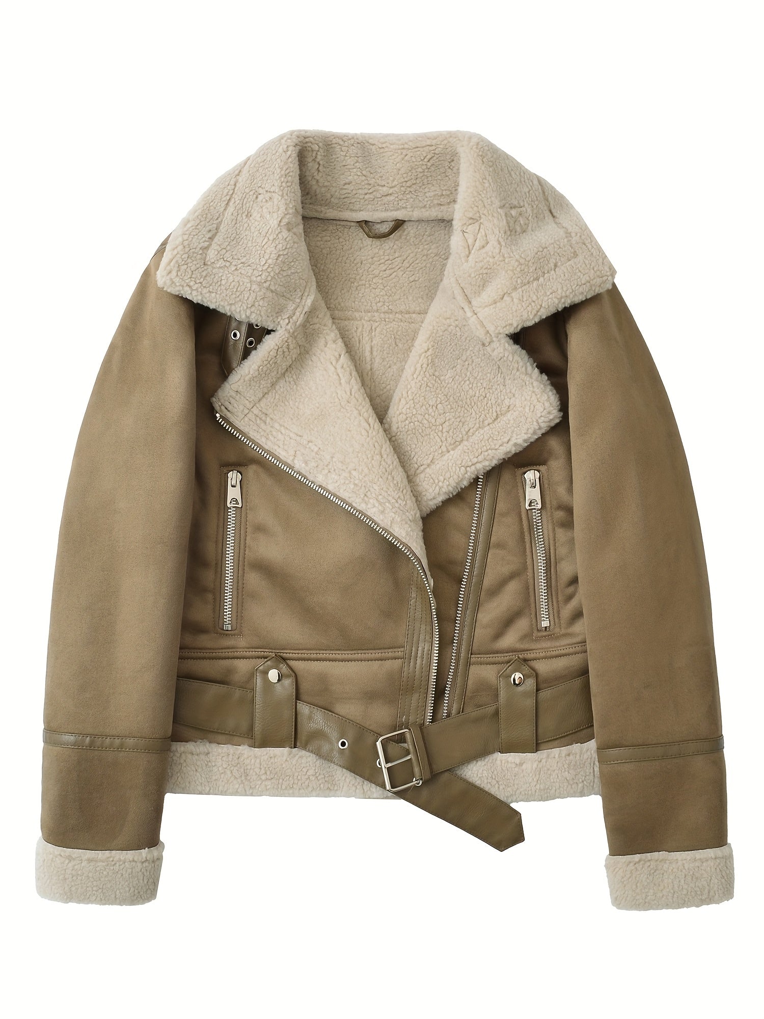 Noelle Dumont | Shearling Belted Leather Jacket For Women