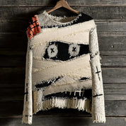 Marceline Duvall | Halloween Cat Print Chunky Knit Sweater For Women